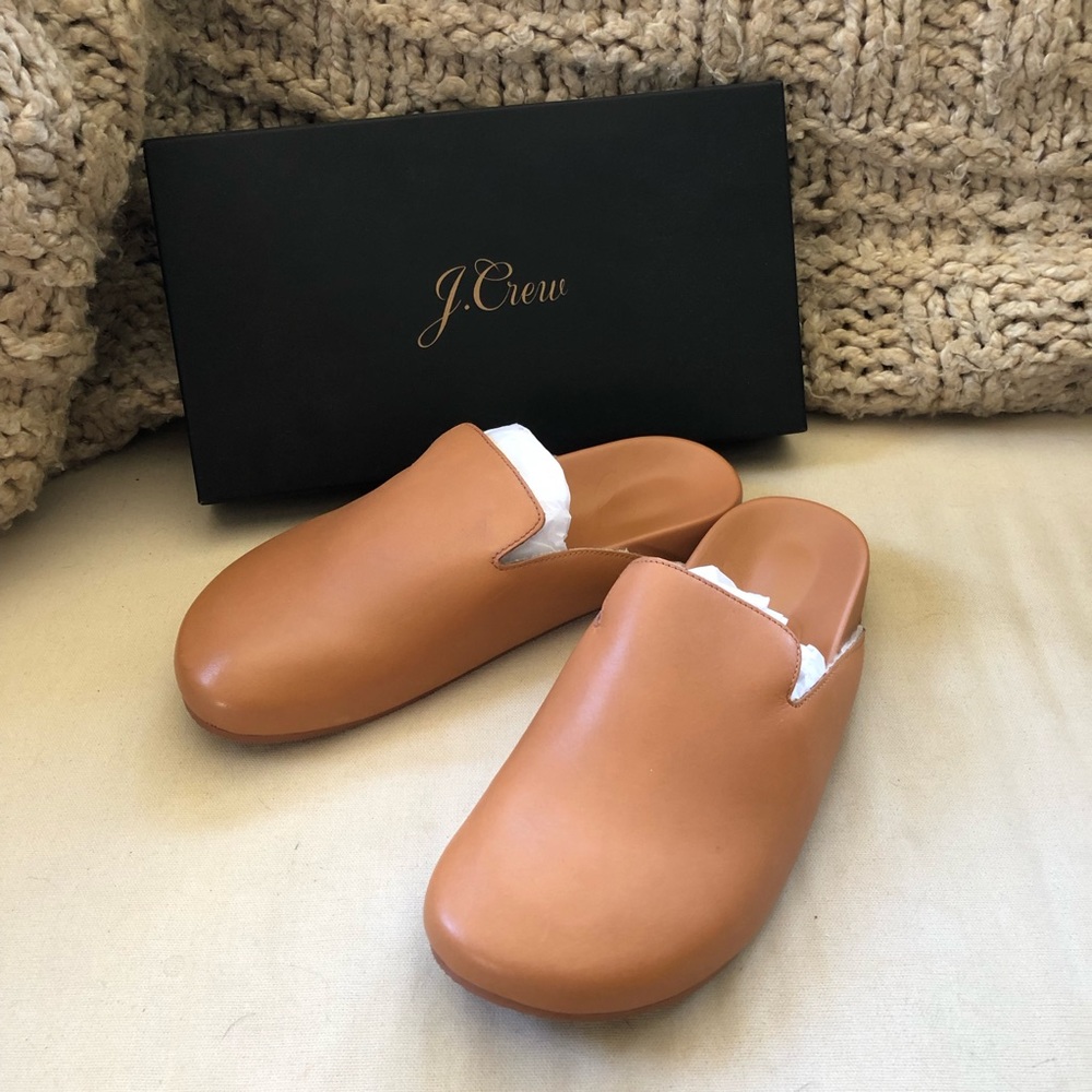 J.Crew sherpa-lined leather clogs. Brand new in box.